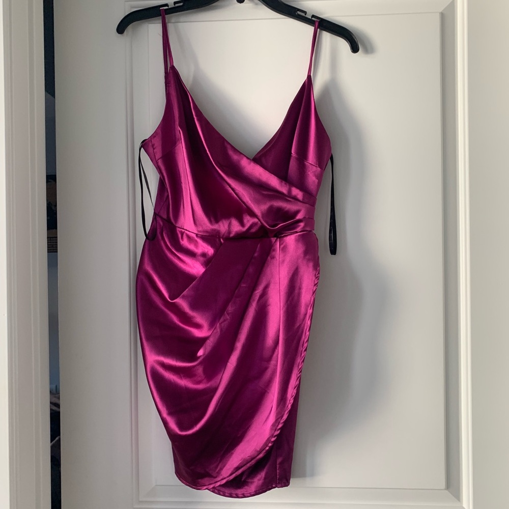 Purple short wrap dress